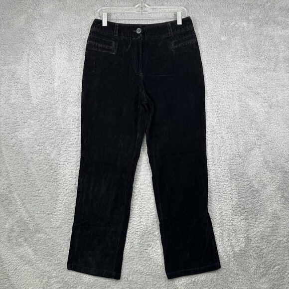J. Jill Womens Corduroy Pants Size 10 Black Stretch Pockets Straight Leg - Picture 1 of 11